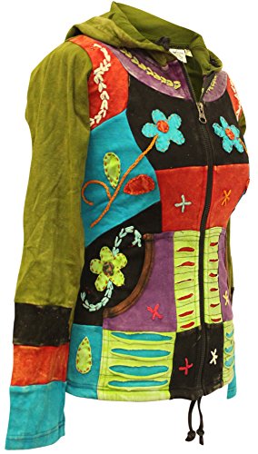 SHOPOHOLIC Fashion - Sudadera con capucha para mujer con bordado de flores