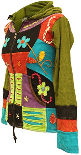 SHOPOHOLIC Fashion - Sudadera con capucha para mujer con bordado de flores