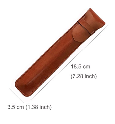Shuxy Cuero Bolígrafo Caso Poseedor Hecho a mano Estuche para pluma estilográfica Estuche protector para Apple Pencil, Bolígrafo, Stylus Touch Pen - Paquete de 2 (Negro y Marrón)