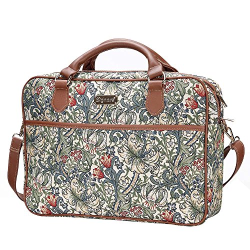 Signare Tapiz Funda portatil 15.6 Pulgadas Funda Ordenador 14 Pulgadas Funda Ordenador maletin portatil con diseño de William Morris (Lirio Dorado)