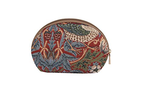 Signare Tapiz Neceser Mujer Neceser Maquillaje Neceser niña Organizador Bolsos de Mujer con diseño de William Morris (Strawberry Thief Red)