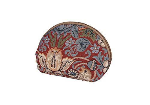 Signare Tapiz Neceser Mujer Neceser Maquillaje Neceser niña Organizador Bolsos de Mujer con diseño de William Morris (Strawberry Thief Red)