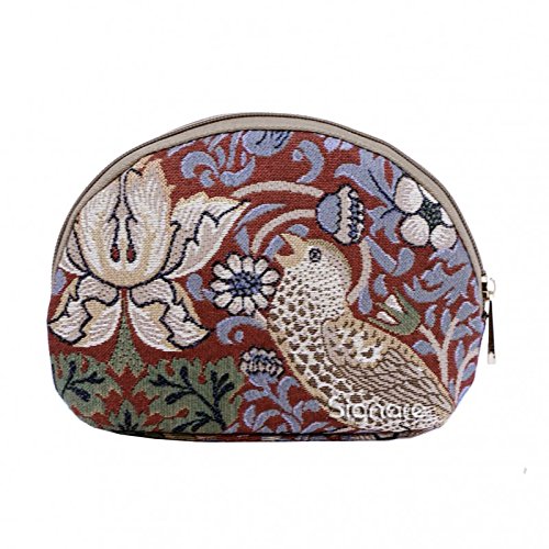 Signare Tapiz Neceser Mujer Neceser Maquillaje Neceser niña Organizador Bolsos de Mujer con diseño de William Morris (Strawberry Thief Red)