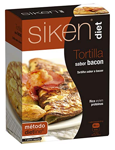 Siken Diet - Tortilla sabor a Bacon. Caja con 7 sobres de 24 g. 95 Kcal/sobre.