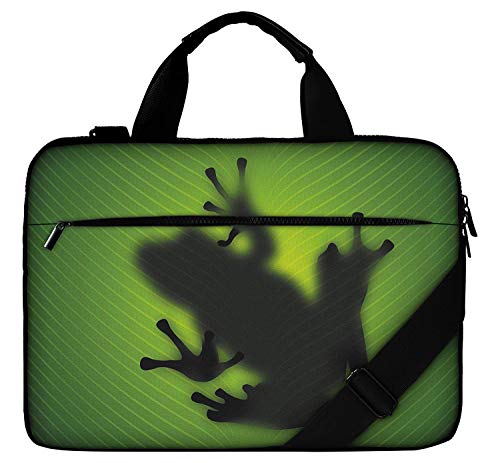 Silent Monsters 1002007007 - Maletín, Tela de Lona, para Ordenador portátil de 17.3", con Compartimento para Accesorios, diseño Rana Verde