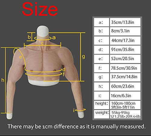 Silicona Realista Vientre Falso Muscle, Reutilizable Vestir de Músculo Fuerte Armas de Simulación Artificial, para Cosplay de Maquillaje de Halloween Props Male