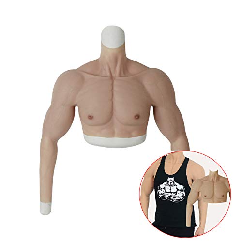 Silicona Realista Vientre Falso Muscle, Reutilizable Vestir de Músculo Fuerte Armas de Simulación Artificial, para Cosplay de Maquillaje de Halloween Props Male