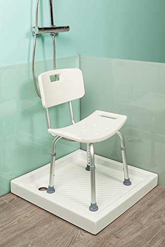 Silla Ducha con Respaldo extraible | Taburete de baño para Mayores Ortopédico de Ancianos antideslizante | Plegable Banqueta Resistente | Peso Máximo Soportado 120 kg