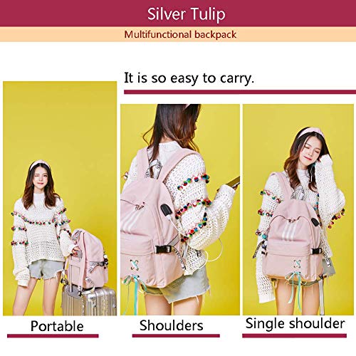 Silver Tulip Mochila para portátil Universidad Hombros Niños Escuela Bolsas de Libros Mochila para niñas (Rosa, Grande con Puerto USB)