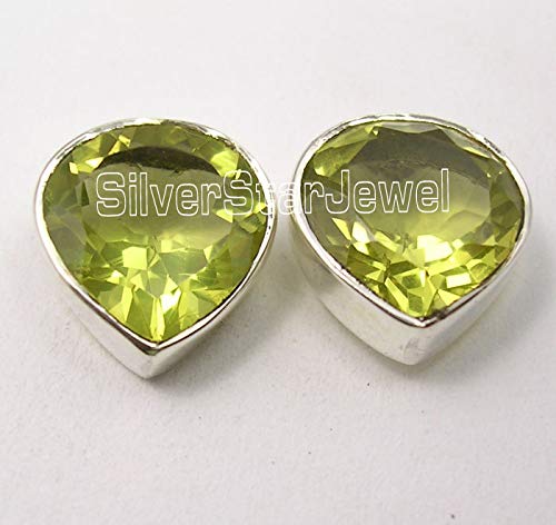 SilverStarJewel 925 Plata esterlina Cuarzo limón tcw 11.2 aretes de Oreja 0.4"Regalo de Mujer