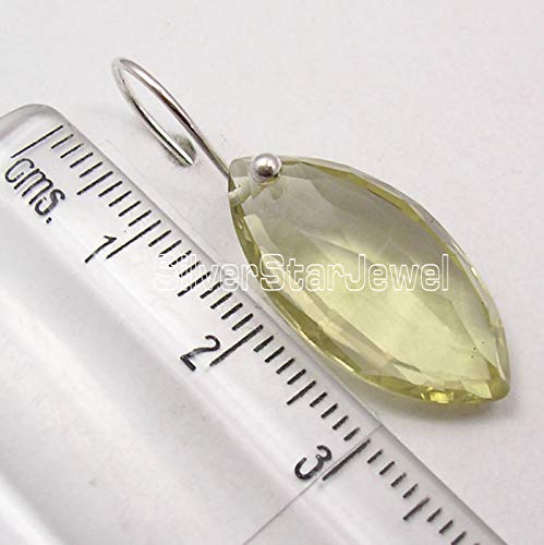 SilverStarJewel Pendientes de Cuarzo limón 1.3"925 Plata esterlina sólida Nuevo Arte