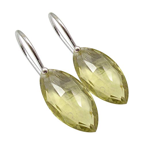 SilverStarJewel Pendientes de Cuarzo limón 1.3"925 Plata esterlina sólida Nuevo Arte