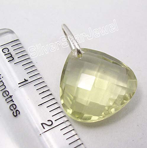 SilverStarJewel Plata de Ley, Cuarzo limón, tcw 8.8, Collar, Colgante, 2 cm, 1,6 Gramos