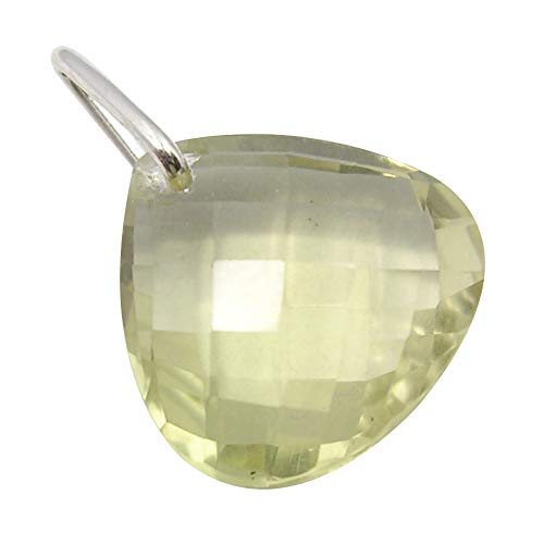 SilverStarJewel Plata de Ley, Cuarzo limón, tcw 8.8, Collar, Colgante, 2 cm, 1,6 Gramos