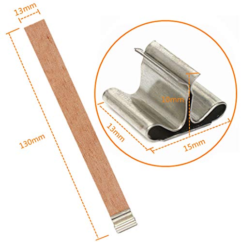 Simoda 100 mechas de madera con soporte de hierro para velas, mecha natural respetuosa con el medio ambiente, para hacer velas y hacer manualidades, 5 pulgadas