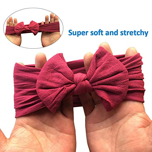Simoda Joyfeel's Store Cintas para el pelo de Nylon para bebés Turbante Knotted Girls Hairband Super suave y elástica Wrap para recién nacidos Toddle para niños (Pack of 8#1)
