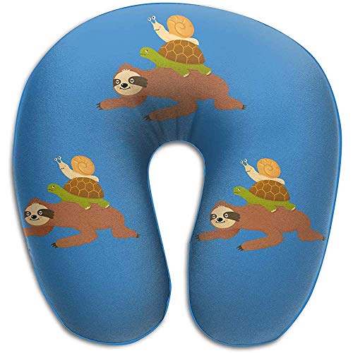 Simone-Shop Almohada de Tortuga y Caracol montada en el Cuello Almohada de Viaje Suave para el Cuello para el hogar, Dolor de Cuello Almohada en Forma de U 29 * 30 * 10 cm