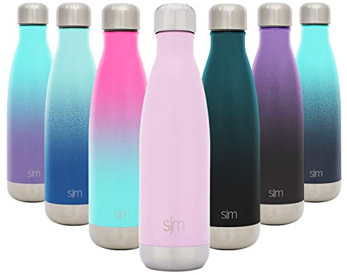 Simple Modern Wave 500ml Termo Botella Agua Acero Inoxidable, Botella Termica Mantiene el Frio por 24 horas Aislada al Vacío Doble Pared para Deporte café o viaje -Sonrojo