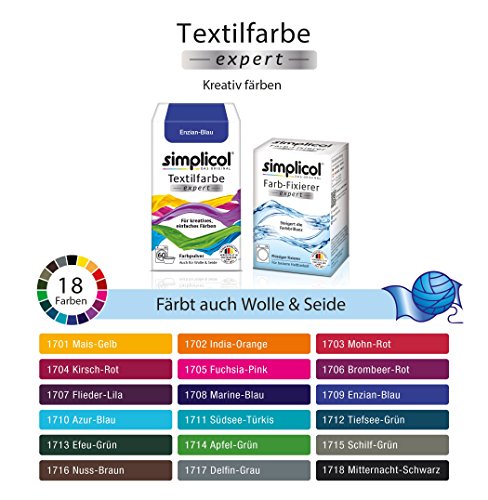 Simplicol Expert + fijador del Color Paquete de Kombi Fabric Dye: Tinte de Coloración para Textiles: Lavado a Mano o Lavadora - genciana Azul
