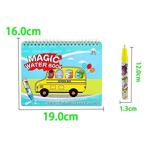 Sipobuy Magic Water Drawing Book Agua Libro para Colorear Doodle con Magic Pen Tablero de Pintura para niños Educación Dibujo Juguete (Vehículo)