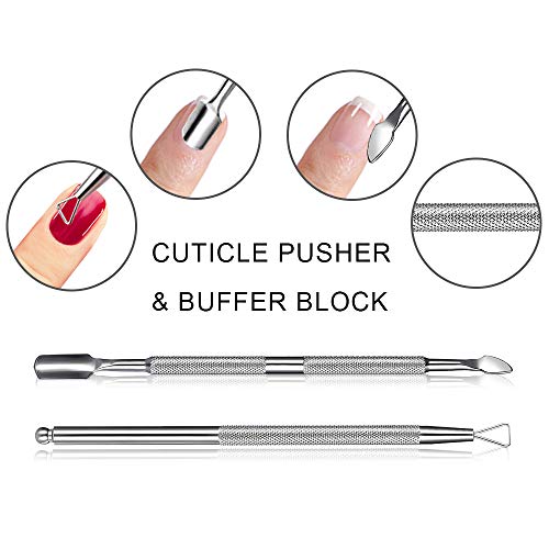 SIQUK Kit de Herramientas para Uñas Removedor Clip de Removedor Almohadillas de Algodón Lima de Uñas Separador de Uñas Cepillo para Uñas Herramientas de Manicura Botella Dispensador Uñas