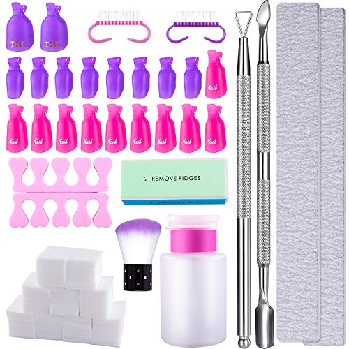 SIQUK Kit de Herramientas para Uñas Removedor Clip de Removedor Almohadillas de Algodón Lima de Uñas Separador de Uñas Cepillo para Uñas Herramientas de Manicura Botella Dispensador Uñas