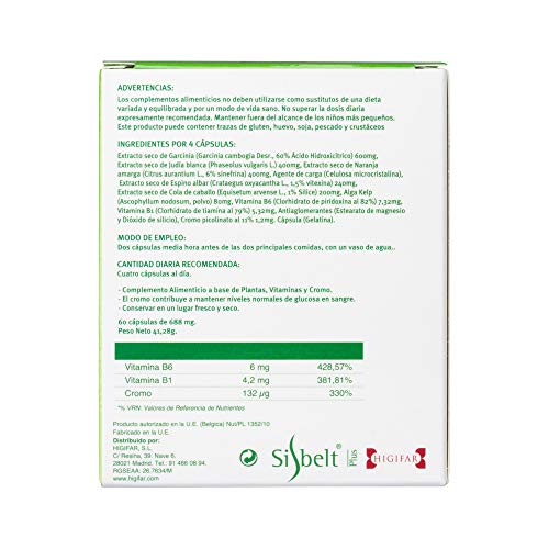 Sisbelt Suplemento Reductor del Apetito - 60 Cápsulas