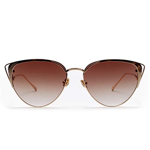 Siwen Nuevas Gafas de Sol para Mujer Ojo de Gato Hombres Elegantes Doble viga Oversized Cat Eye Chic Gafas de Sol para Damas Gafas,1
