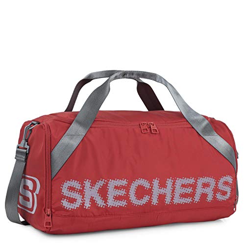 SKECHERS Sports, Gimnasio Entrenamiento con Correa para Hombro, Bolsa de Lona Práctica Versátil Cómoda Ligera y Resistente S902, Rojo Intenso, Talla única