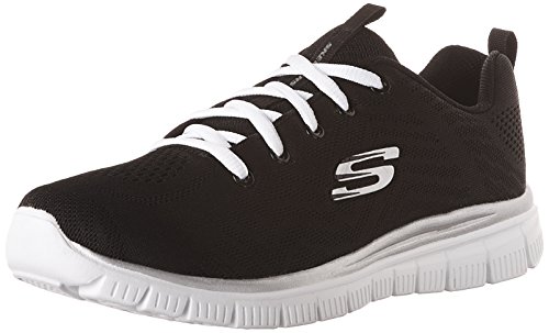 Skechers Women 12615 Low-Top Trainers, Black (Black Mesh/White Trim Bkw), 6 UK (39 EU)