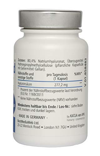 SkinXmed ácido hialurónico puro | pastillas alta dosis | tratamiento anti-edad con sérum acido hialuronico y crema anti-arrugas | piel, pelo, articulaciones | mujeres y hombres | 90 cápsulas veganas