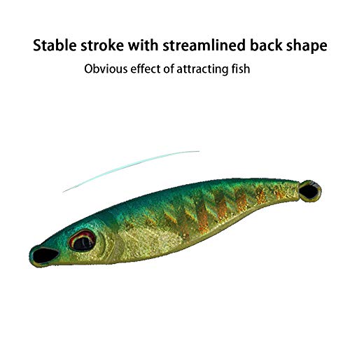 SKLEE Señuelos de Pesca, señuelos de Pesca Luminosos, Forma de Espalda arqueada aerodinámica, simulación de Ojo de pez, Parte Trasera Central, Baja Resistencia,15g