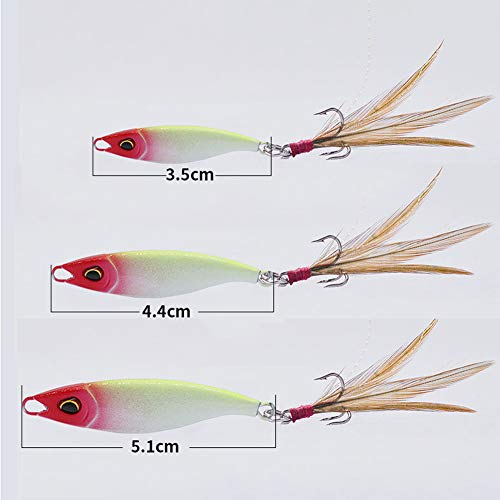 SKLEE Señuelos de Pesca, señuelos de Pesca Luminosos, Forma de Espalda arqueada aerodinámica, simulación de Ojo de pez, Parte Trasera Central, Baja Resistencia,15g