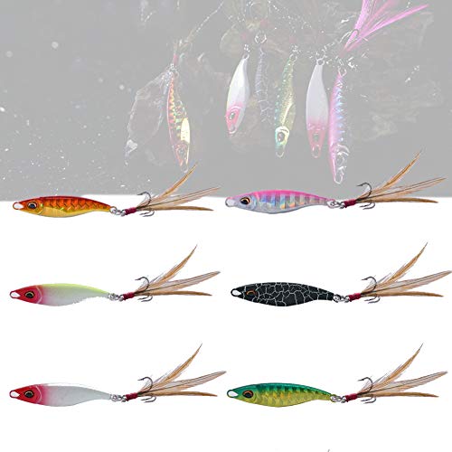 SKLEE Señuelos de Pesca, señuelos de Pesca Luminosos, Forma de Espalda arqueada aerodinámica, simulación de Ojo de pez, Parte Trasera Central, Baja Resistencia,15g