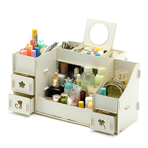 Skyeye Caja de Almacenamiento de Madera de Escritorio Versión Coreana de la Caja de Almacenamiento de cosméticos de Gato Gato