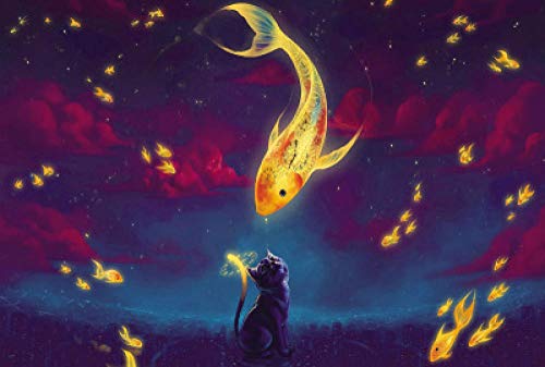 SKYTY Puzzle 1000 Piezas-Fantasía De Gato-Rompecabezas De Madera para Adultos, Juguetes Educativos para Niños, Juegos Educativos para El Hogar, Regalos Divertidos