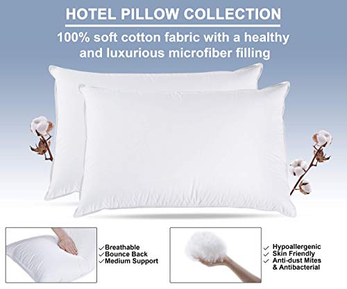 Sleepillow - Almohada para cama de hotel, colección de almohada de algodón, almohada hipoalergénica, para espalda, estómago y dormir lateral, 1 paquete de 45 x 75 cm