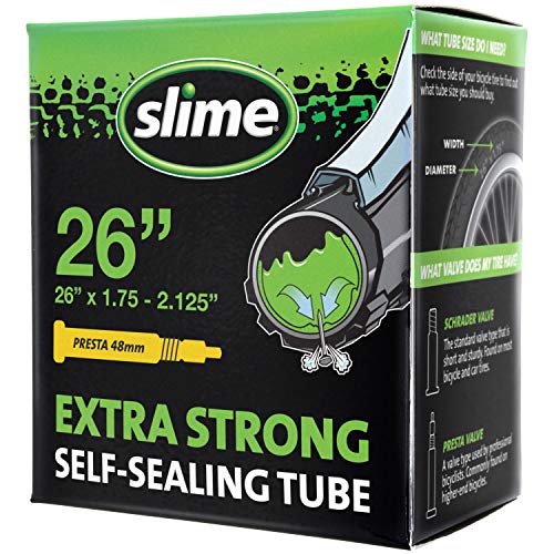 Slime 30060 Cámara Interior de Bicicleta con Sellante de Pinchazos Slime, Sellado Autónomo, Prevenir y Reparar, Válvula Presta, 47/57 - 559 mm (26"x1,75-2,125")