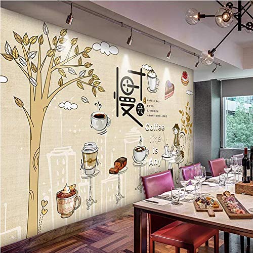 Slow Time Afternoon Tea Small Fresh Cafe Tooling Background Wall Paper Cold Drink Dessert Shop Wallpaper Simple Mural-300Cmx210Cm
