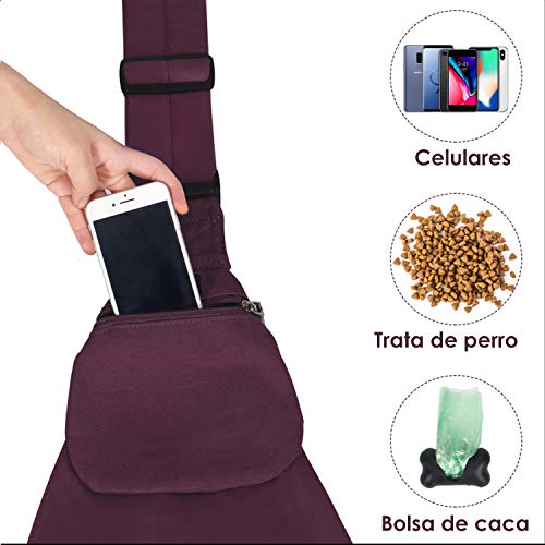 SlowTon Bandolera para Perro, Pet Carrier Dog Puppy Hand Sling para Cachorros Bandolera Correa de Hombro Acolchada Ajustable Tote Bag con Bolsillo Delantero Puppy Bolsa Bandolera de