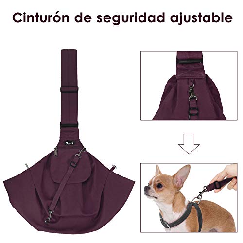 SlowTon Bandolera para Perro, Pet Carrier Dog Puppy Hand Sling para Cachorros Bandolera Correa de Hombro Acolchada Ajustable Tote Bag con Bolsillo Delantero Puppy Bolsa Bandolera de