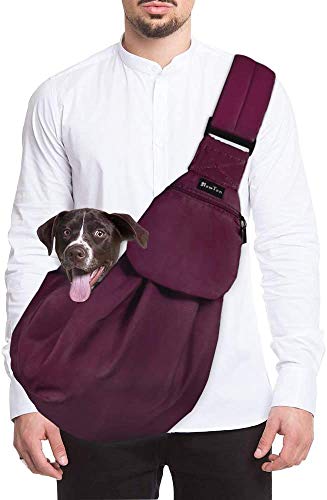 SlowTon Bandolera para Perro, Pet Carrier Dog Puppy Hand Sling para Cachorros Bandolera Correa de Hombro Acolchada Ajustable Tote Bag con Bolsillo Delantero Puppy Bolsa Bandolera de