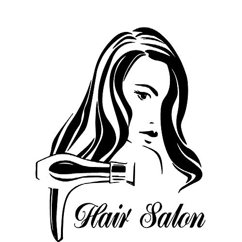 SLQUIET Pegatinas de pared personalizables para peluquería de arte, papel tapiz base para calcomanías de pared para peluquería, póster mural de arte, pegatinas de pared para peluquería, 57 cm x 58 cm