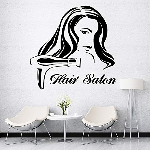 SLQUIET Pegatinas de pared personalizables para peluquería de arte, papel tapiz base para calcomanías de pared para peluquería, póster mural de arte, pegatinas de pared para peluquería, 57 cm x 58 cm