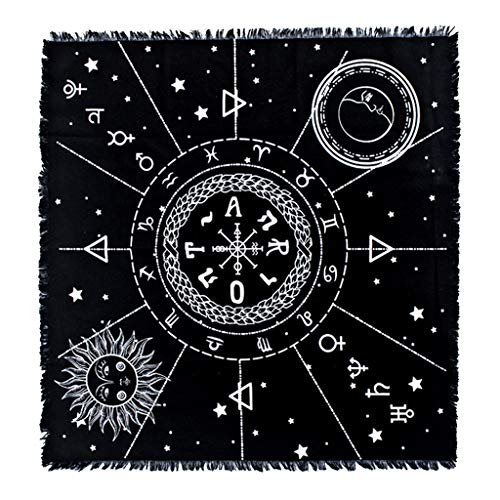 SM SunniMix 1pc Constellation Tarot Table Card Cloth Tassel 49cm Soft Fabric Square