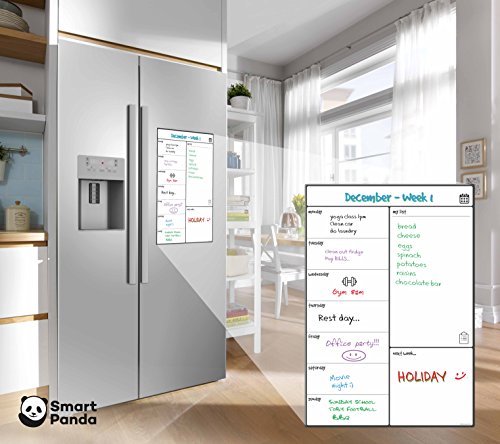 Smart Panda Calendario Magnético para Nevera - Ideal Planificador de Menú, Recordatorio, Lista de la Compra - Pizarra Magnética – Semanal – En Inglés