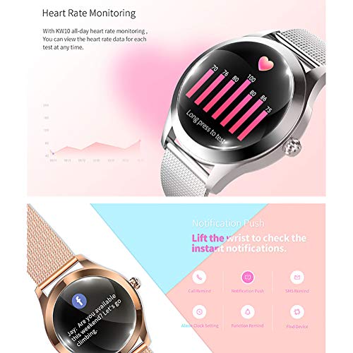 Smart Watch New Kw10, Caloría de Monitor de oxígeno para la presión Arterial y el sueño a Prueba de Agua, para Mujeres Reloj Deportivo Inteligente al Aire Libre con, para Android e iOS