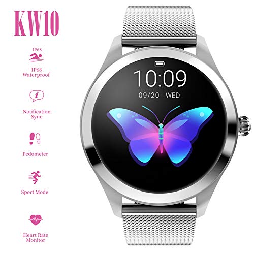 Smart Watch New Kw10, Caloría de Monitor de oxígeno para la presión Arterial y el sueño a Prueba de Agua, para Mujeres Reloj Deportivo Inteligente al Aire Libre con, para Android e iOS