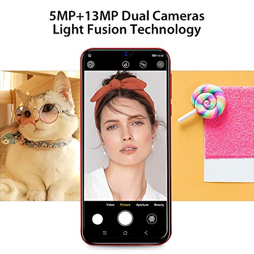 Smartphone Libre, Blackview A60 Teléfono Móvil 16GB ROM (128GB SD), Pantalla 6.1" Water-Drop Screen Movil, 13MP+2MP+5MP, 4080mAh Batería, Android 8.1 Movil Libre Dual SIM, GPS/WiFi/Hotspot-Rojo