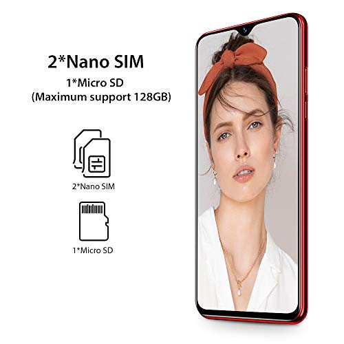 Smartphone Libre, Blackview A60 Teléfono Móvil 16GB ROM (128GB SD), Pantalla 6.1" Water-Drop Screen Movil, 13MP+2MP+5MP, 4080mAh Batería, Android 8.1 Movil Libre Dual SIM, GPS/WiFi/Hotspot-Rojo